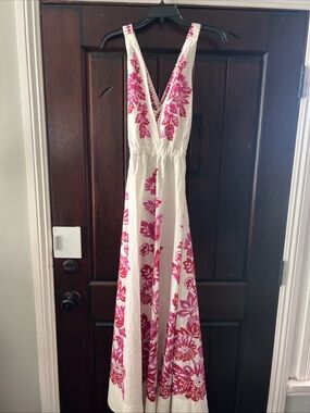 FARM Rio floweful bird plunge open back maxi large